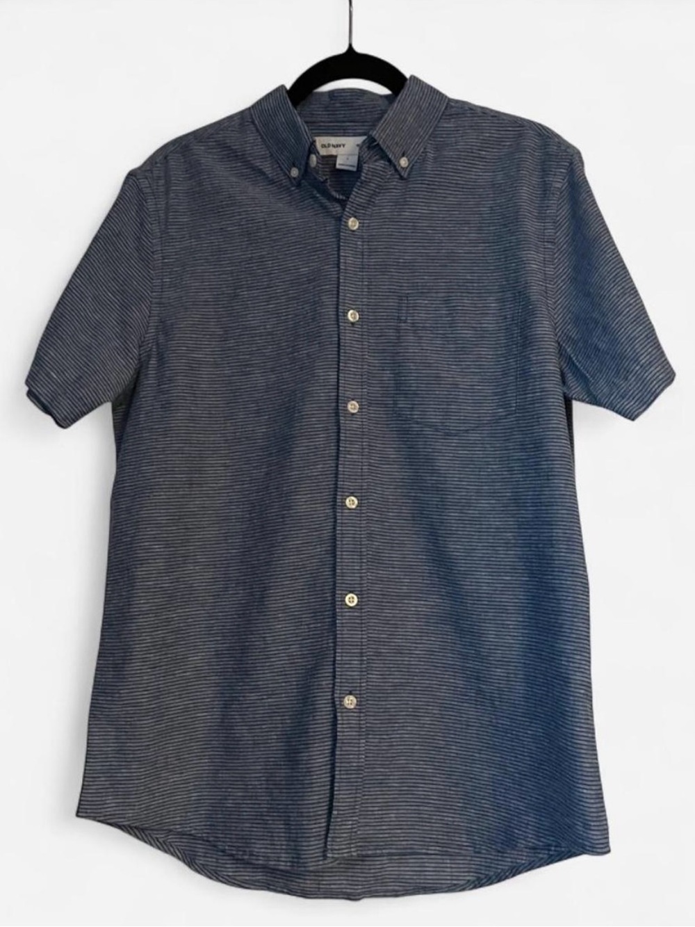 Old Navy Navy Blue Short-Sleeve Button-Down Shirt